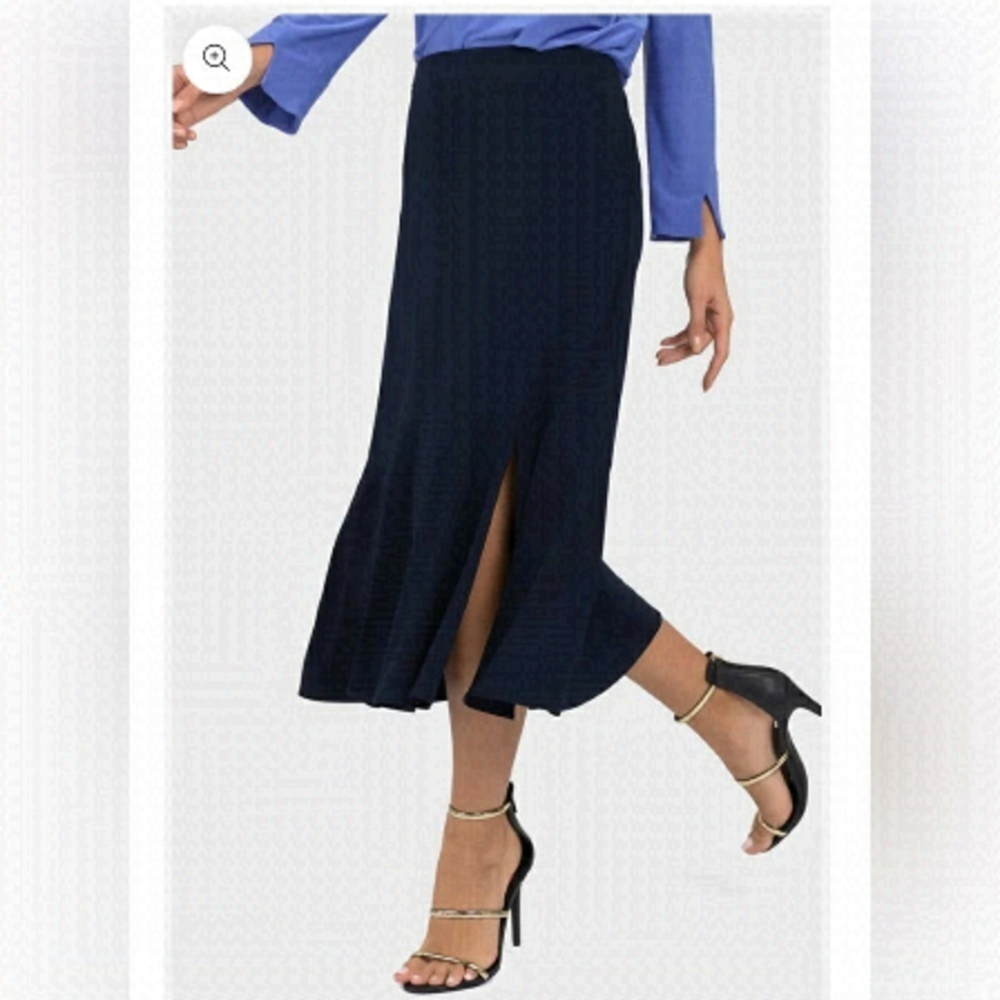 JOSEPH RIBKOFF Midnight Blue FLAIR split Elastic Waist SKIRT Size 6